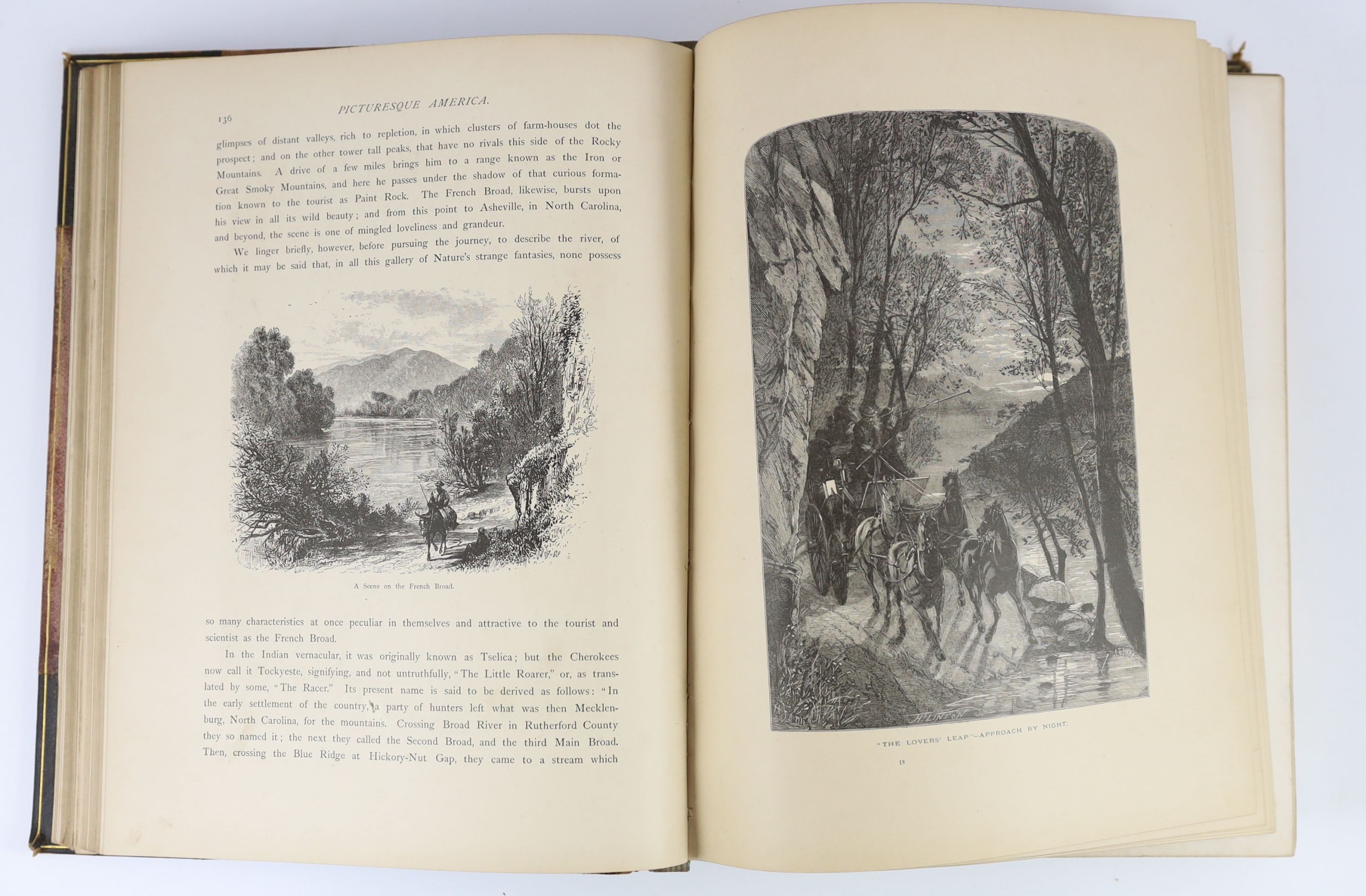 Bryant, William Cullen (editor) - Picturesque America; or, The Land we Live In, vol. 1 only (of 2) 4to, original half morocco, worn and torn, New York, [1872-74] and Select Views in London, 2 vols in 1, 4to, half morocco